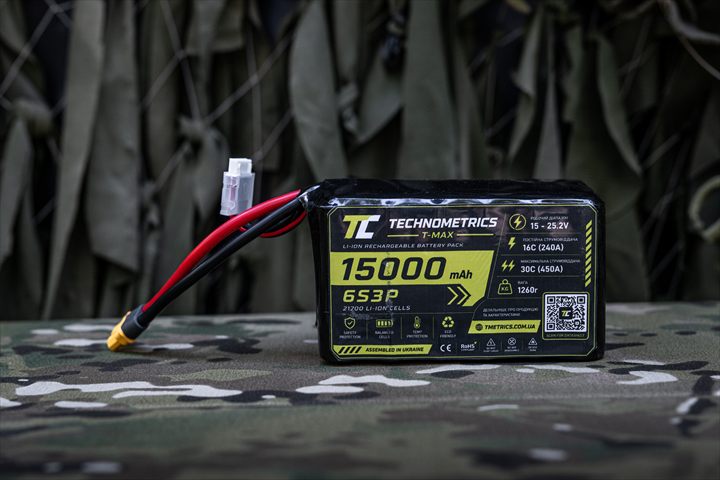 Акумуляторна батарея Technometrics T-MAX MCM 21700 6S3P 15 000 мА·год, вигляд спереду