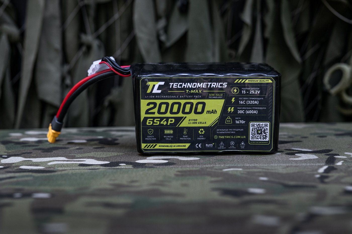 Акумуляторна батарея Technometrics T-MAX MCM 21700 / Semi-Solid 6S4P 20 000 мА·год, вигляд спереду