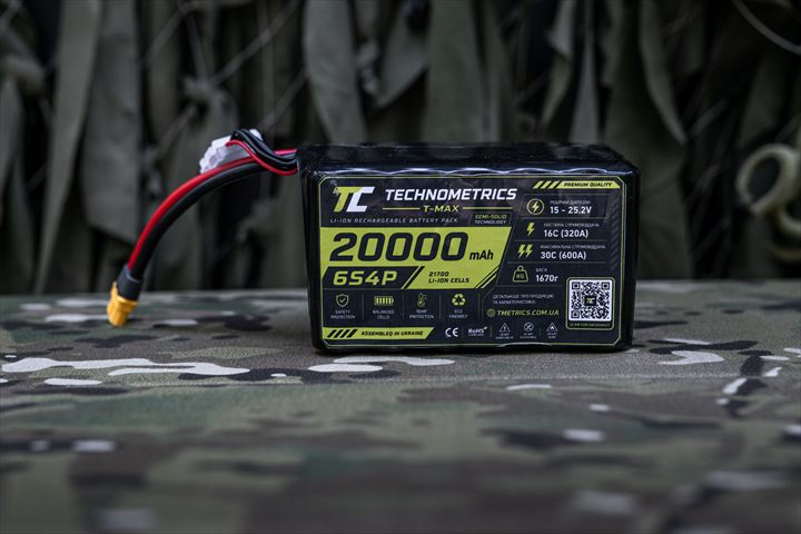 Акумуляторна батарея Technometrics T-MAX MCM 21700 / Semi-Solid 6S4P 20 000 мА·год, вигляд спереду